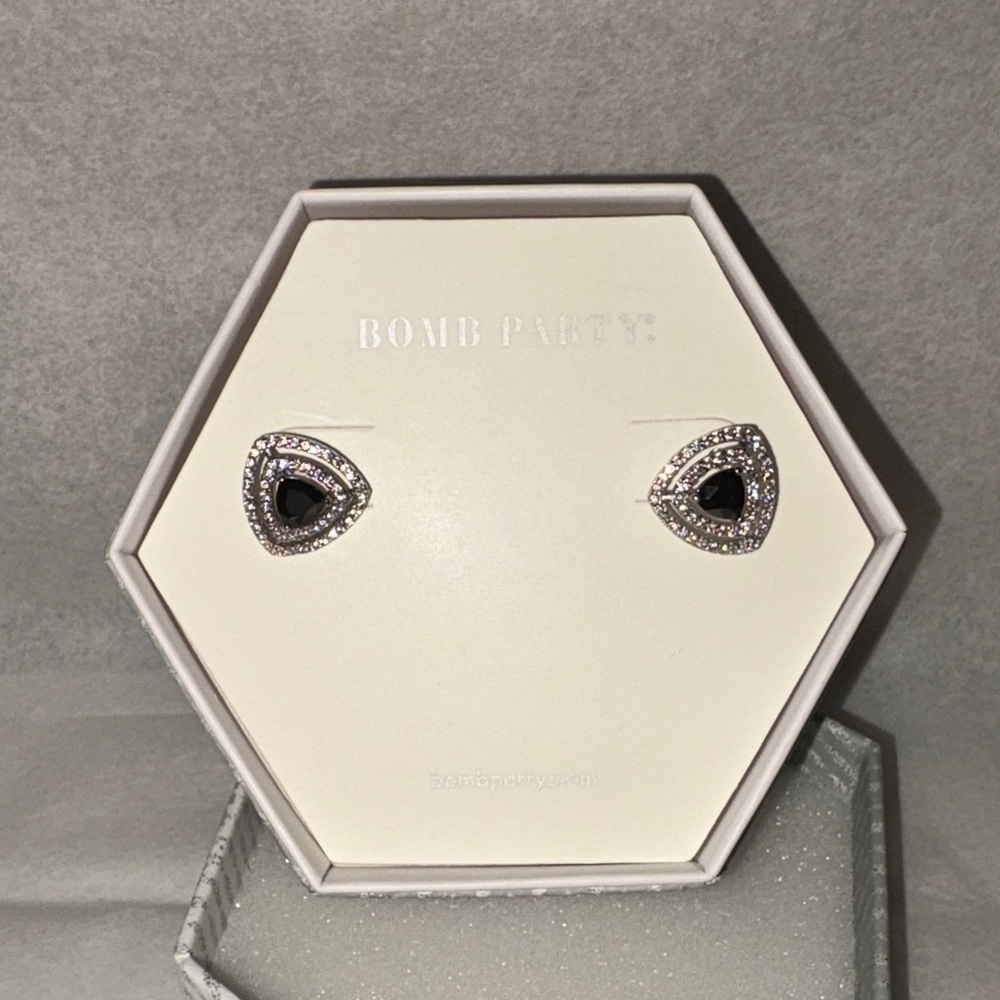 Bomb Party Black and Silver Stud Earrings